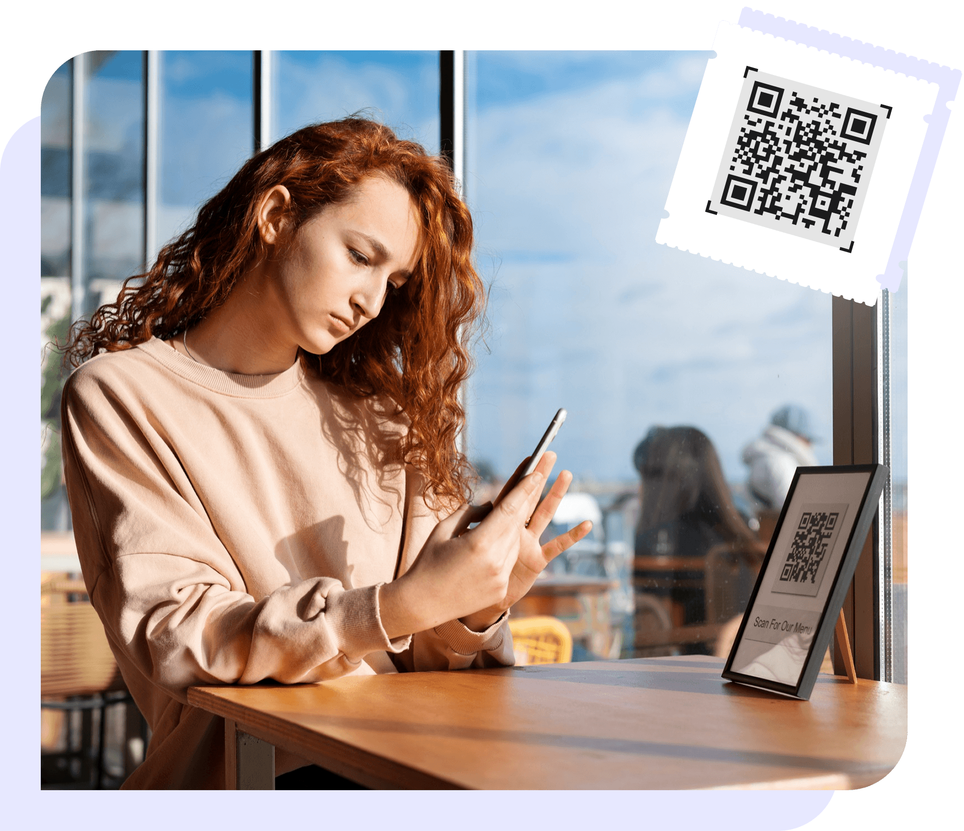 Guest scanning QR code in a hotel